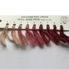 Appletons Wools 141 to 149 light to dark DULL ROSE PINK 