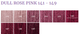 Appletons Wools 141 to 149 light to dark DULL ROSE PINK 