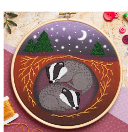 Hawthorn Handmade Badgers Rest Embroidery kit for beginners