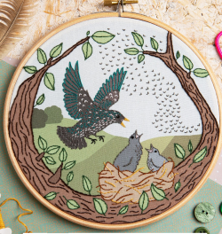 Hawthorn Handmade Starling Song Embroidery kit for beginners