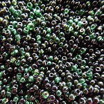 Size 11 Rocailles deep greens with silver lining giving them a sparkle ! ROC38