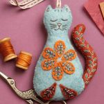 Corinne Lapierre Folk Embroidered cat kit
