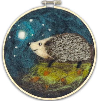 Hedgehog in a Hoop needlefelting from the Crafty Kit Co.