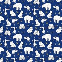 Clothworks  Snowtime Winter Animals Dark Blue y4551 30